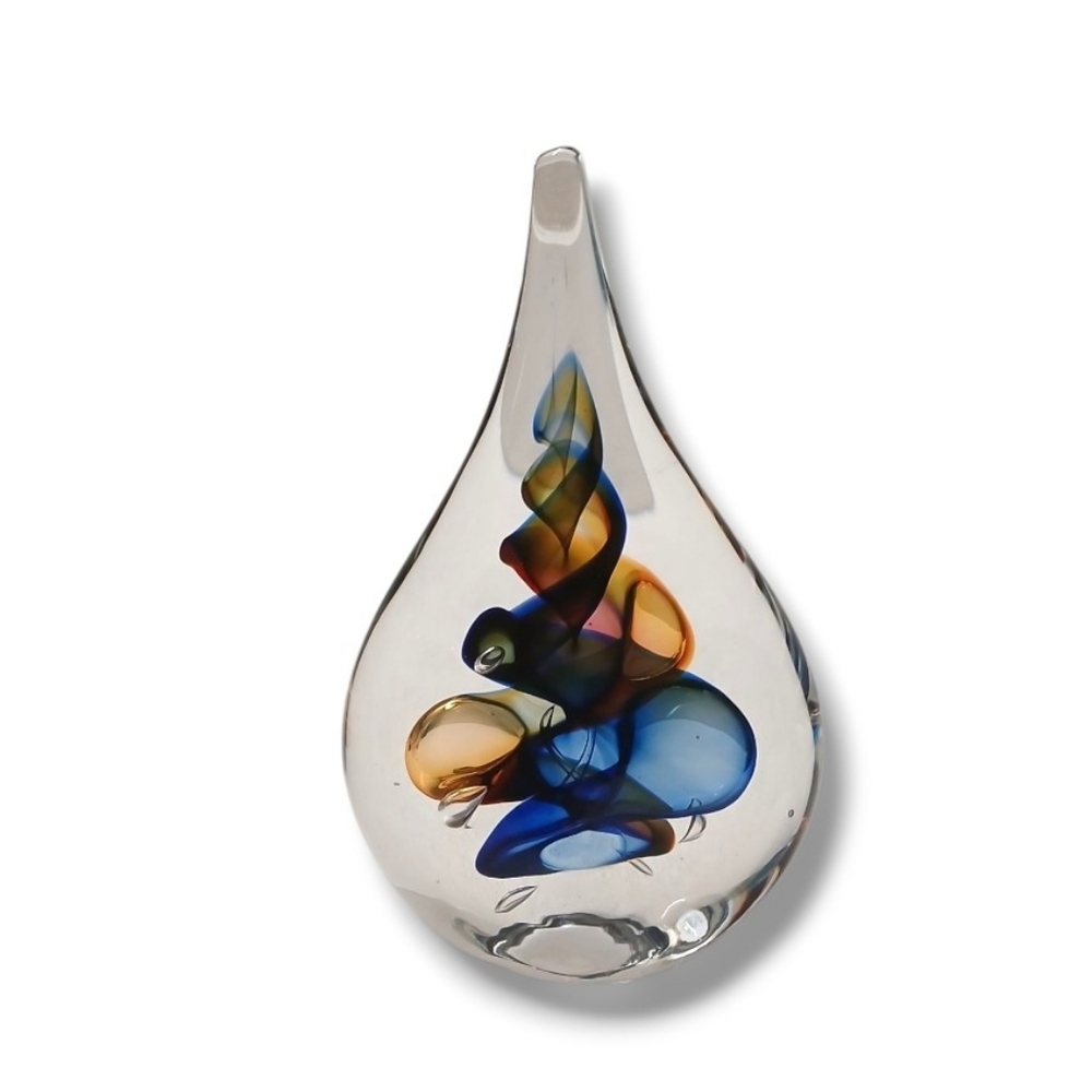 Pre-loved Marie Pyrcak Signed Glass Teardrop Paperweight